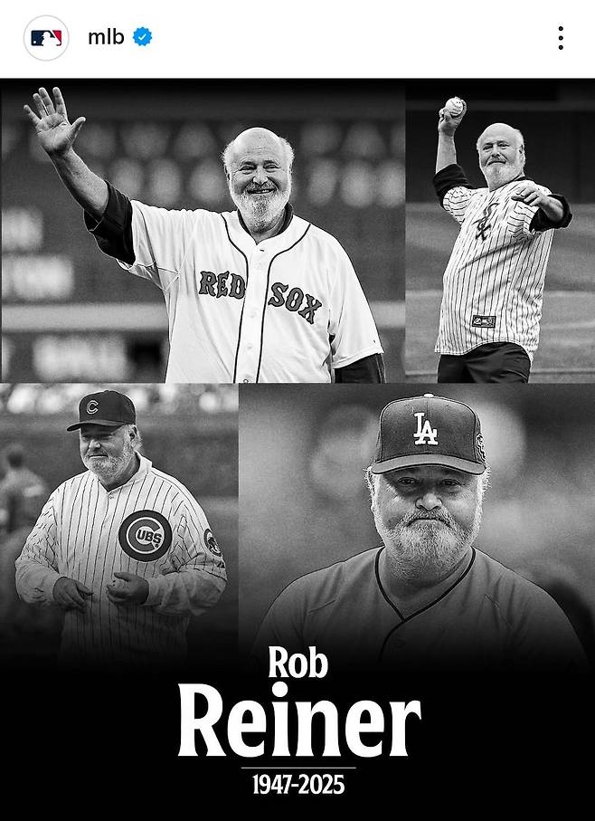 '충격 비보' 마약 중독 친아들에 피살된 '야구광' 롭 라이너 감독...MLB도 '응원팀' 다저스도 눈물의 애도