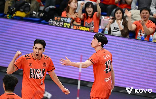 니가 그렇게 배구를 잘해? 부산으로 내려와! → '홈 깡패' OK저축은행, 평일 최초 매진 속 현대캐피탈 3-0 셧아웃