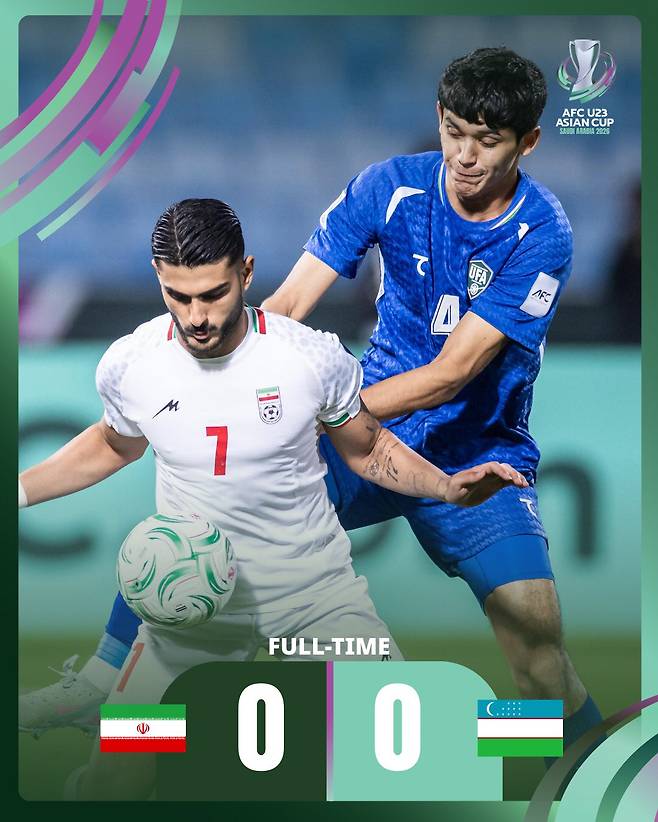 [U-23 아시안컵]우즈벡-이란 비겼다! 이민성호 '죽음의 조' 2점차 대혼란→韓 아슬아슬 1위…방심은 금물