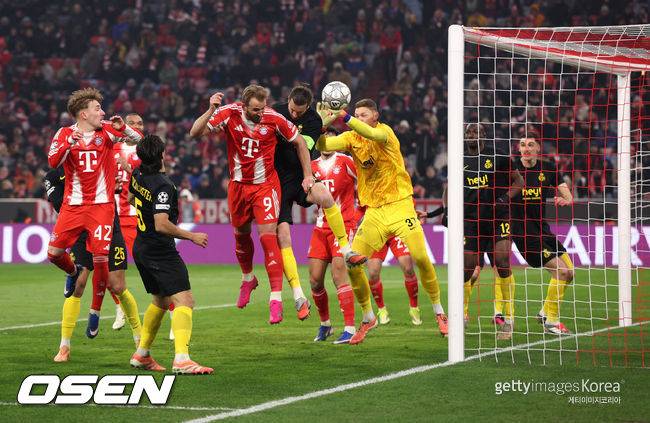 '김민재 퇴장+케인 멀티골' 바이에른, 위니옹 SG 상대로 2-0 승리...UCL 전체 2위로
