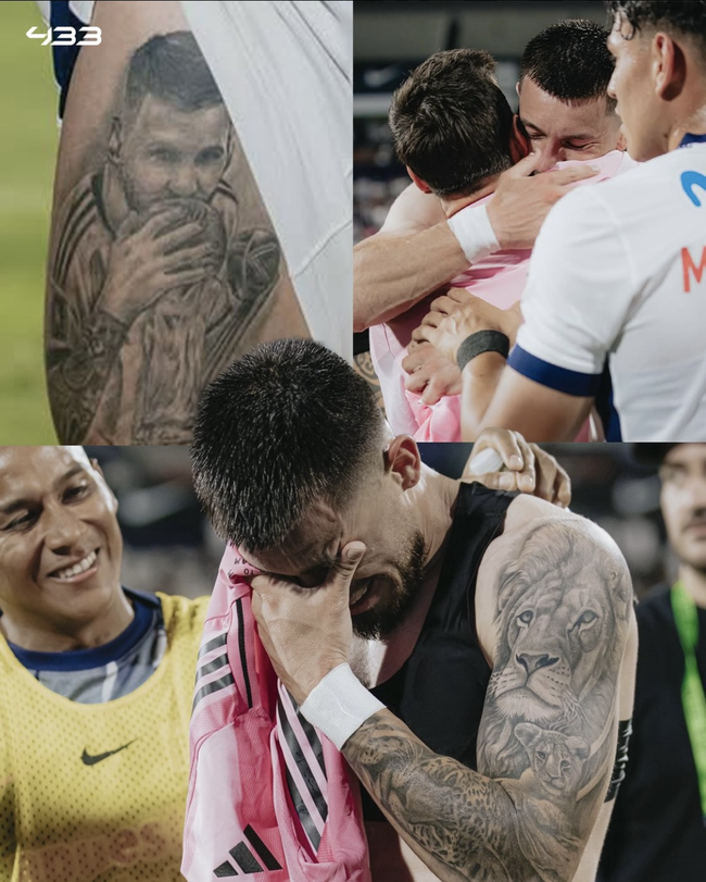 ‘메시가 유니폼 교환해 주다니…’ 눈물 펑펑 오열, 몸에 메시 문신 새기고 ‘평생소원 성취’
