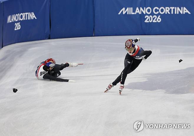 [올림픽] 쇼트트랙 임종언, 1,500ｍ 준준결승 탈락…결승선 앞두고 넘어져
