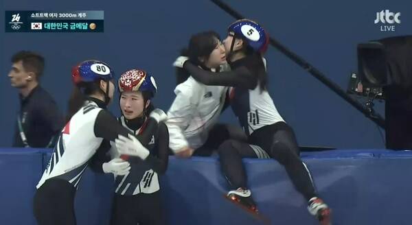 개인 동메달에 울었던 김길리, 계주 1위로 들어와 기쁨의 눈물