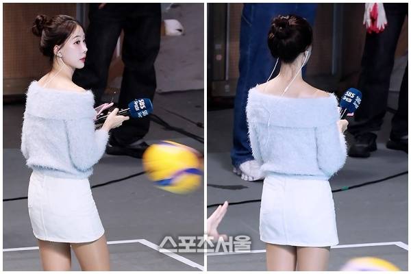진달래 아나운서, 배구공이 자꾸 괴롭혀요?!...“방송 사고 아닙니다”