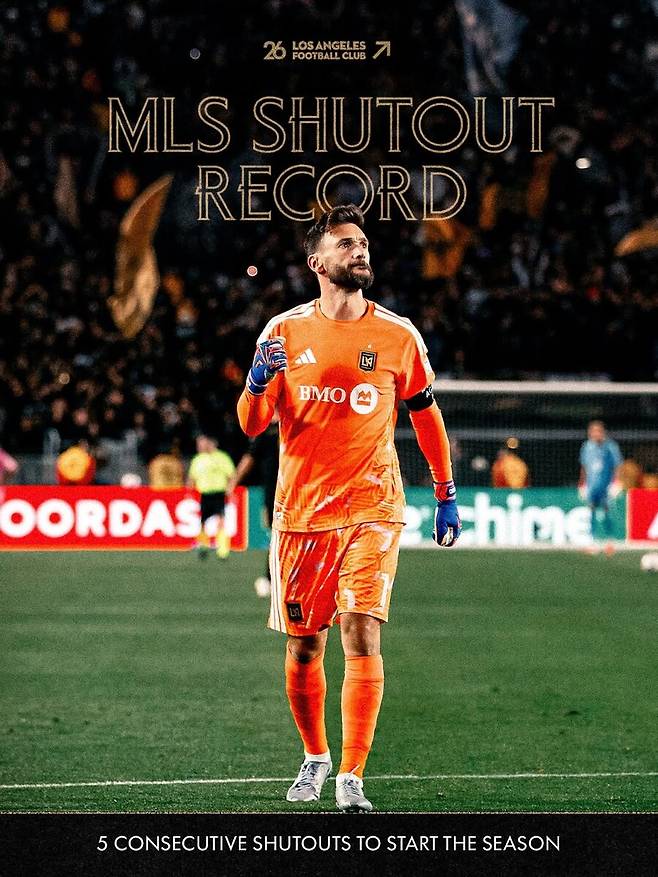 손흥민 빼고는 모두 '하하호호' LAFC 월드컵 위너 요리스, 5경기 연속 무실점...MLS 신기록 수립