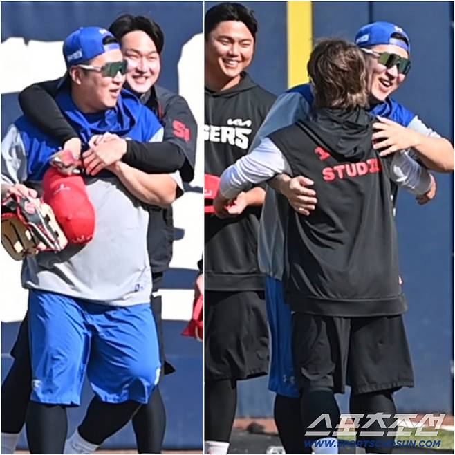 이렇게 그리웠나? 최형우 등장에 KIA 선수단 '우르르'...호랑이 후배들과 뭉클한 재회[대구 현장]