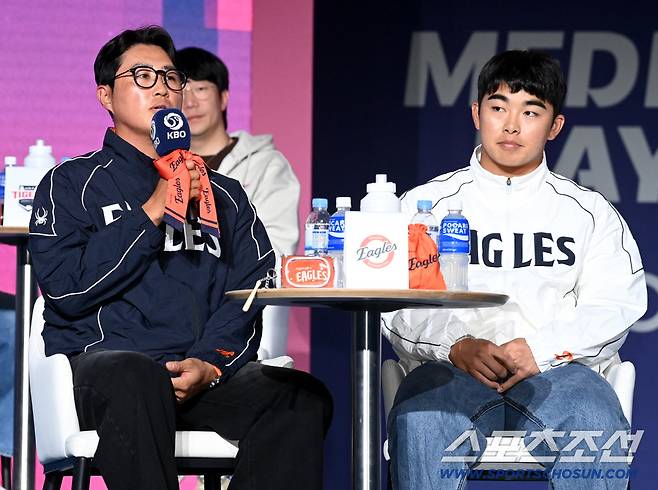 '또?' 한화 307억 얘기뿐, 당사자도 없는데…'시즌 종료 공약'은 뭐야? 미디어 없던 미디어데이