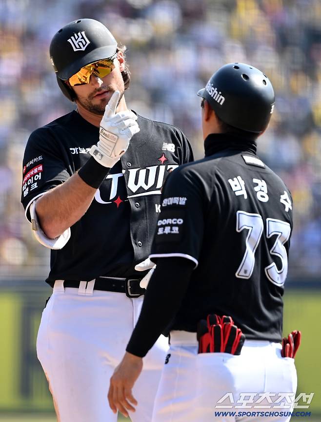 옆에 떨어지는 플라이 못잡고... 중견수 플라이에 2루까지 뛰다 아웃. 2점 손해봤다. 새 외인타자 왜이래?[잠실 현장]