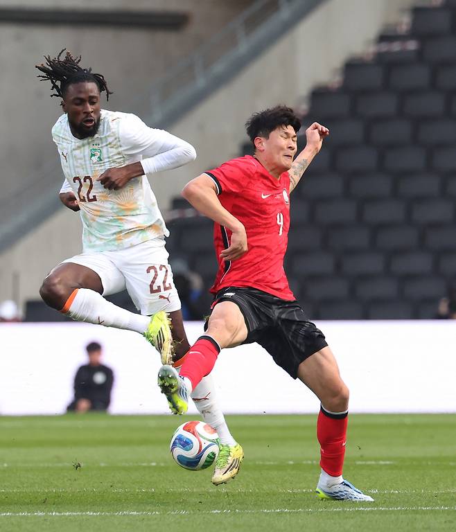 무더기 골 내주며 와르르 무너진 수비진…홍명보호, ‘가상 남아공’ 코트디부아르에 완패