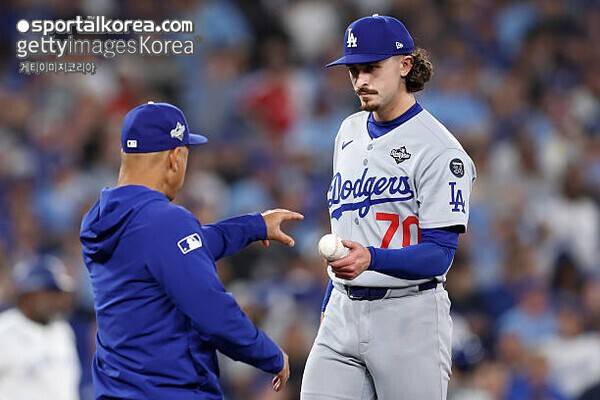'이례적 굳은 표정' 다저스 감독도 말 잃었다…선발 유망주, 만루 밀어내기→1이닝 3실점 붕괴→11⅔이닝 무실점 행진 종료
