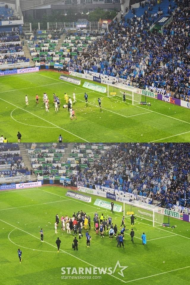 공만 잡아도 쏟아진 '거센 야유'... 인천 물병투척 '악연' 백종범