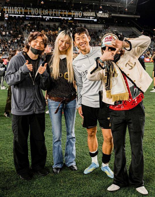 손흥민 '4도움' 폭발하자 지드래곤이 달려왔다...LA서 포옹한 '월드 클래스'