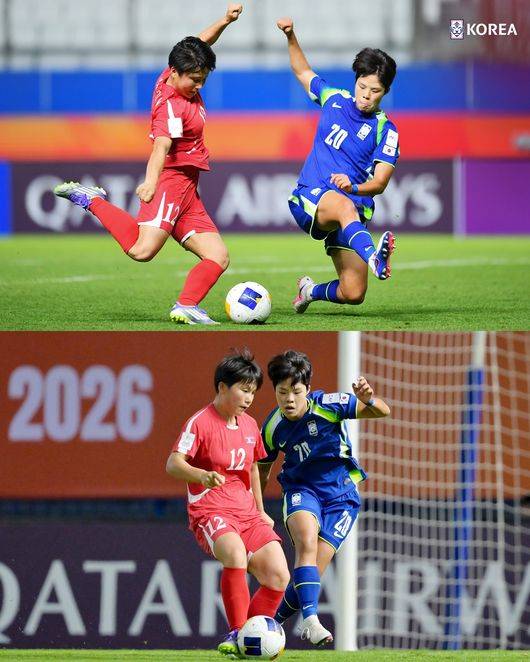 한국 슈팅 0, 북한 슈팅 32...'남북대결' 와르르 무너졌다→'굴욕패' U-20 女 대표팀, 조 2위로 아시안컵 8강행