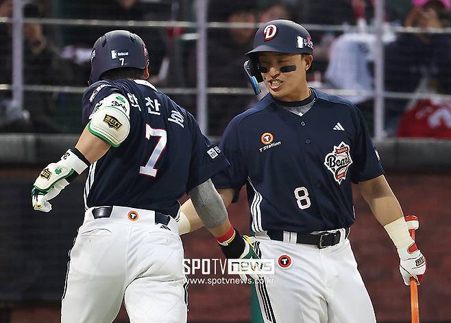 '한화→두산' 손아섭 이날만 기다렸나? 홈런+2볼넷 미친 활약…두산, SSG 꺾고 2연패 탈출 [인천 게임노트]