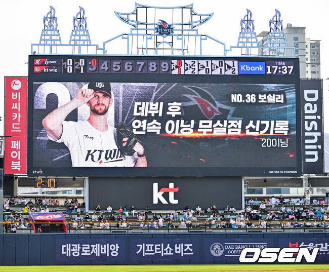 폰세급 외인 진짜 맞구나! 韓 45년 최초 20이닝 무실점 대업…KT, 안우진에 첫 패 안기고 4연승 질주. 키움은 5연패 [수원 리뷰]