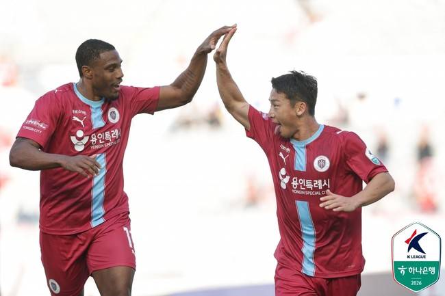 [K리그2 현장리뷰] '병역 문제 물의' 석현준 드디어 터졌다! 무려 멀티골...용인, 꼴찌 김해 4-1 대파→창단 첫 승