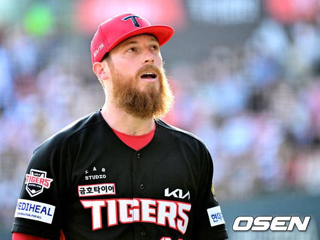 '리그 유일' KIA 완봉승 에이스가 무너졌다…5이닝 4실점 최악투 'ERA 0.81→1.64 급상승' [오!쎈 창원]