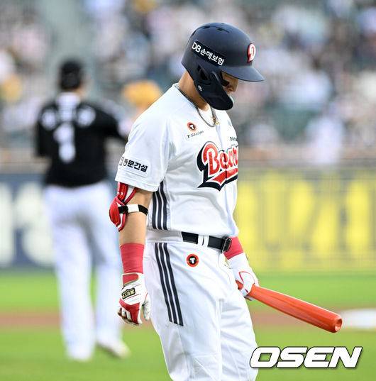 '한화→두산' 트레이드 최다안타왕, 방망이 녹슬었나...'땅볼-볼넷-볼넷' 멀티 출루했지만 3G 연속 무안타 침묵