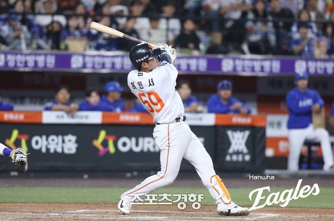 3경기 4홈런, 걸리면 넘어간다···홈런으로 이겨낸 경쟁, 한화 허인서 괴물포수로 성장하나