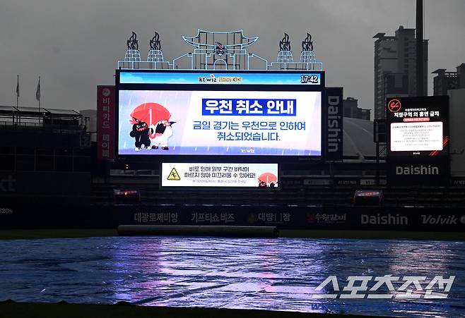 달아오른 야구 열기, 야속한 비가 식혔다…수원 롯데-KT전 우천 취소 → 박세웅vs고영표 맞대결 무산 [수원현장]