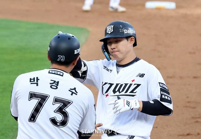 '사구-사구-볼넷' 만루에도 2연속 밀어내기라니... KT, '9사사구' NC 꺾고 2연패 탈출 [수원 현장리뷰]