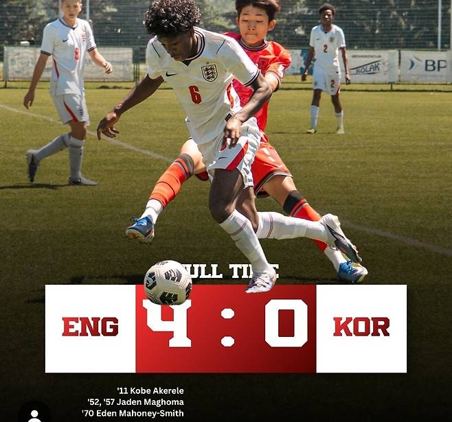 한국 0-4 잉글랜드, 대패했다…유소년 레벨선 '축구종가에 역부족인가→크로아티아 U-15 국제대회 6위