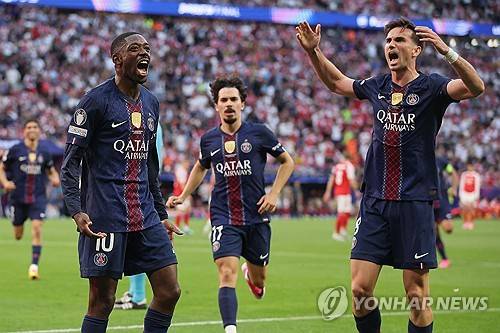 PSG-아스날, 1-1로 연장행... 이강인은 아직 벤치[챔스 결승]