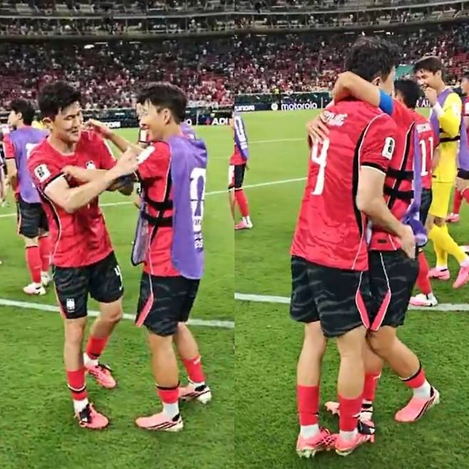 김민재, 손흥민 엉덩이 폭행! 오른손으로 여러 번 '찰싹'…英 방송사 SON 쫓다가 '우정의 순간' 포착 [2026 월드컵]