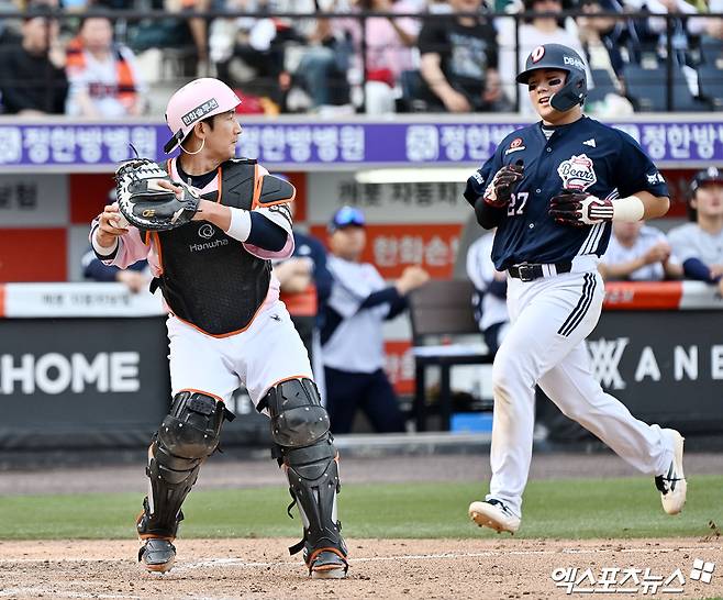 한화 고민이네! '0.358+9홈런→0.231+0홈런' 차세대 포수, 신인왕 페이스 사라졌나…'54억 베테랑' 다시 기회 받을까