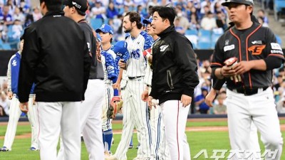 145㎞ 직구 사구 '퇴장'→벤치클리어링…'공 맞은' 김강민, 어지럼증 병원 이동