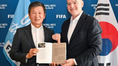 정몽규, 왜 버티나 했더니…인판티노 FIFA 회장 기다리나