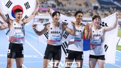[구미육상] '미친 질주!' 한국 남자 400m 계주, 사상 첫 아시아선수권 제패+대회 신기록+한국 신기록