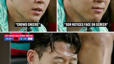 팬들 환호하자 못 참고 웃음 터진 손흥민...영국 언론도 주목 많은 사랑 받고 있어