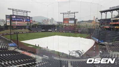 ‘비 내리는 대전구장’ LG-한화, 1~2위 빅매치 정상 개최될까 [오!쎈 대전]