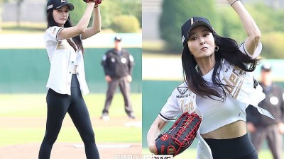 '이래서 추신수가 반했나♥' 하원미…크롭티+레깅스 시구 패션 '연예인 뺨치는 비주얼'