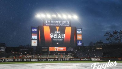 그라운드 배수도 최강한화…1시간 폭우 쏟아졌는데 27분 만에 정비 완료, 세상에 이런 일이