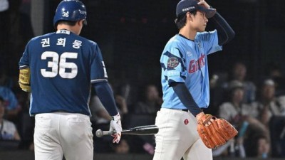 더운 날 수비훈련까지 했는데... 롯데 '156㎞' 파이어볼러 이틀 연속 시련, 야수선택+더블스틸에 4점 헌납