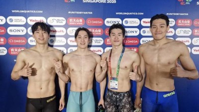 '中을 이기다니!' 韓수영 새 역사 썼다→'황선우 활약' 남자 혼계영 400m, 세계선수권 첫 '결선행'