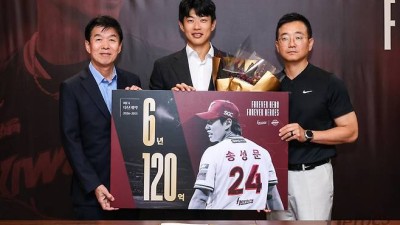 [공식발표]'초대박 깜짝' 송성문, 6년 120억원 전액 보장 다년 계약…31년까지 키움에서 뛴다