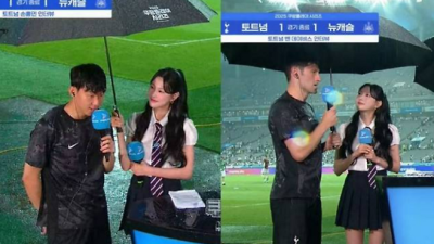 외신도 주목…손흥민-오하영 우산 논란, ‘젠더 갈등’으로 번지나