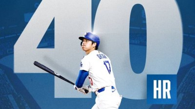 '173㎞ 쾅' 오타니 사람인가, 선발투수가 3년 연속 40홈런이라니... ML 1위와 단 2개 차