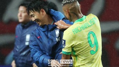 손흥민 멱살잡은 히샬리송 “흥민이 형, 내가 먼저 문자할게…” “유니폼 교환 남았잖아?” 호텔에서 따로 만날 예정 ‘대표팀 재회에도 유쾌’ [SPO 현장]