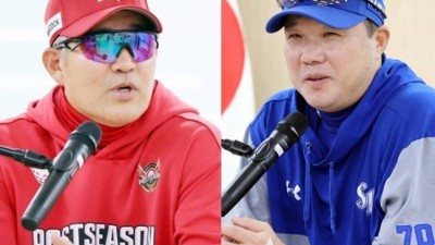 '2연속 PO행' 박진만, 경기 후엔 후배 모드 존경하는 선배 이숭용 직접 찾았다 [대구 현장]