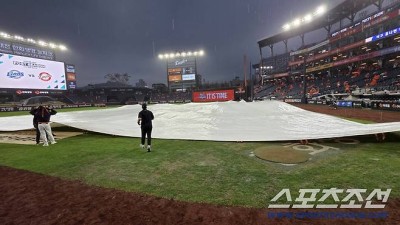 저희가 비를 몰고 다니네요…폭우 쏟아지는 대전, PO 1차전 열릴 수 있나.