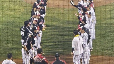 '팬서비스 진심이다' 우승 축하파티서 긴급 청백전 결정, 유격수 임찬규 다이빙캐치→장현식 맹타 '볼거리 많았다' [MD잠실]