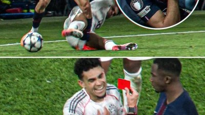 살인태클로 상대 발목 작살내놓고 퇴장 받으니 웃은 디아스...하키미는 3~5주 결장 예상