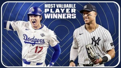 '4번째 만장일치' NL 오타니-'60홈런 랄리 제친' AL 저지... 2025 MLB MVP 수상