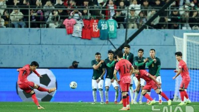 '프리킥 원더골' 손흥민, 위기의 홍명보호 구했다... '원샷원킬' 어나더 클래스 폭발 [대전 현장]