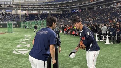 한일전이라도 예의 잊지 않았다… 이호성, 니시카와에 몸맞는공 사과