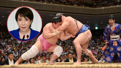 여자는 즉시 내려가라! 日, '1,000년 금기' 깨는 사건 나올 수 있을까...일본 첫 여성 총리, '女 출입 금지' 스모 도효 오르나